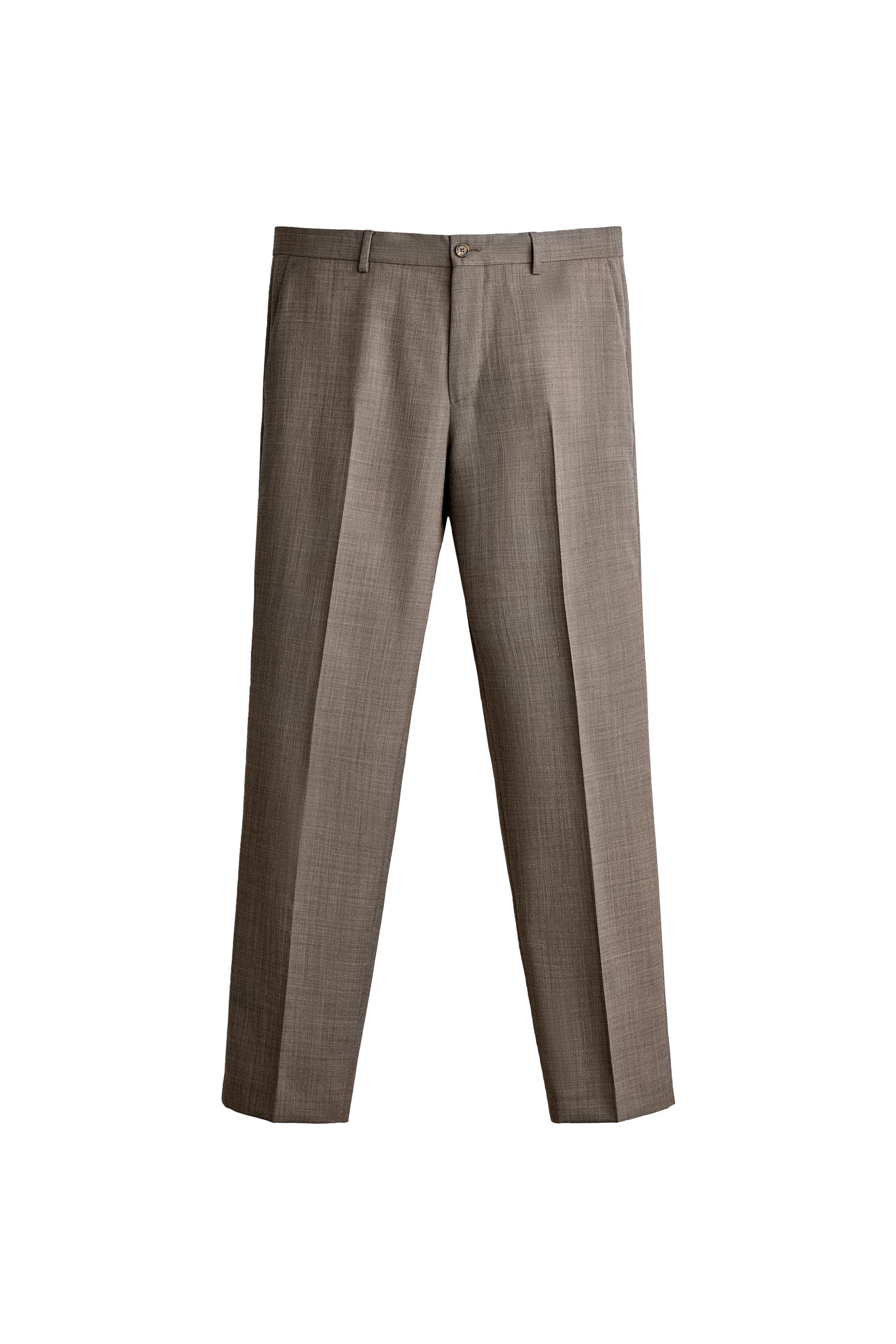 TEXTURED WOOL SUIT PANTS